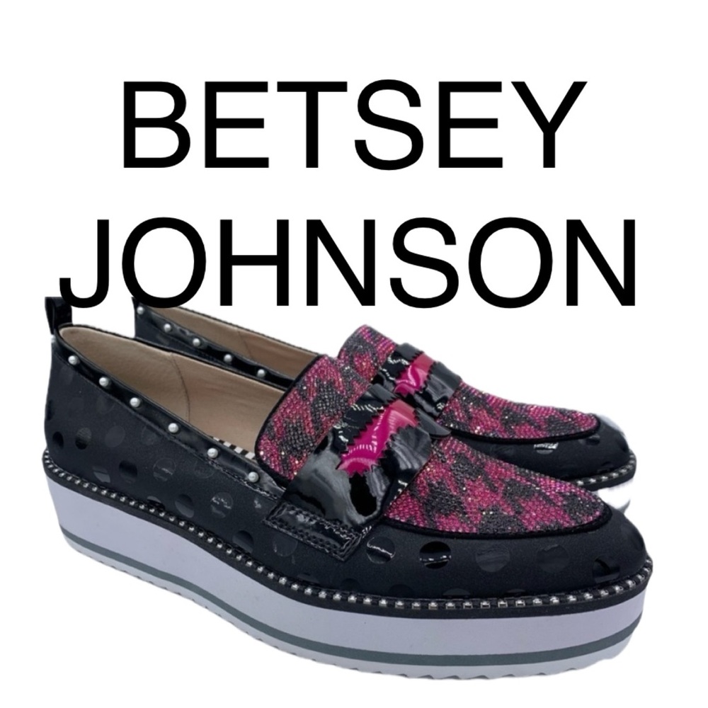 (C) BETSEY JOHNSON rhinestone jewel,New models.Women's slip-on platforms Size10